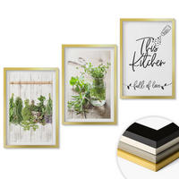 WANDBILDER 3er Set - 40x60 cm Goldrahmen - Küchenthema: Getrocknete Kräuter - Goldfarben, Kunststoff (40/60cm) - ArtPrintCave
