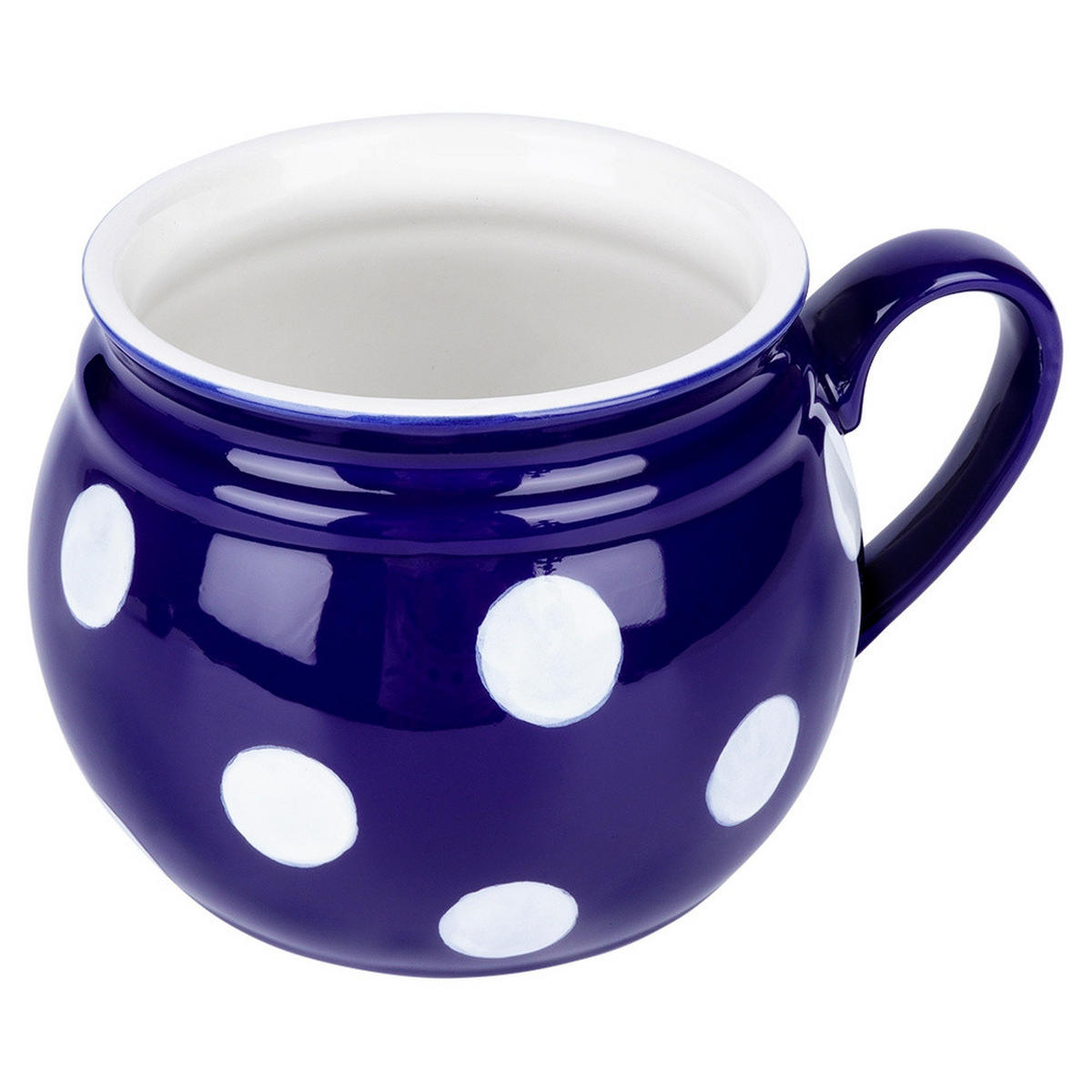 KERAMIKBECHER-SET PUNKTE, Keramik, blau, 2 Stk., 850 ml - Weiß, Keramik (0.85L) - Orion 