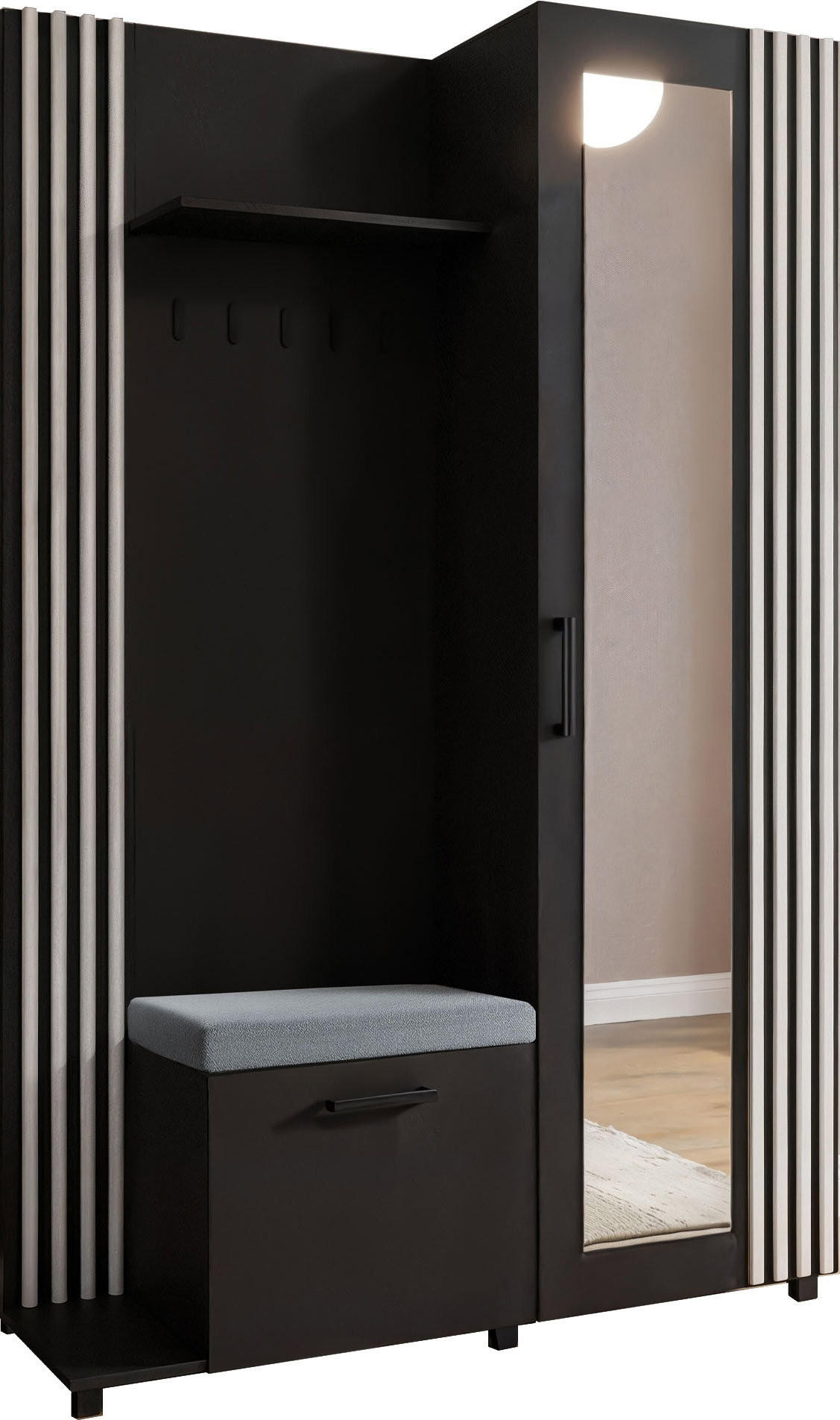 WFL Group Garderobe Schwarz 137x207x42 cm