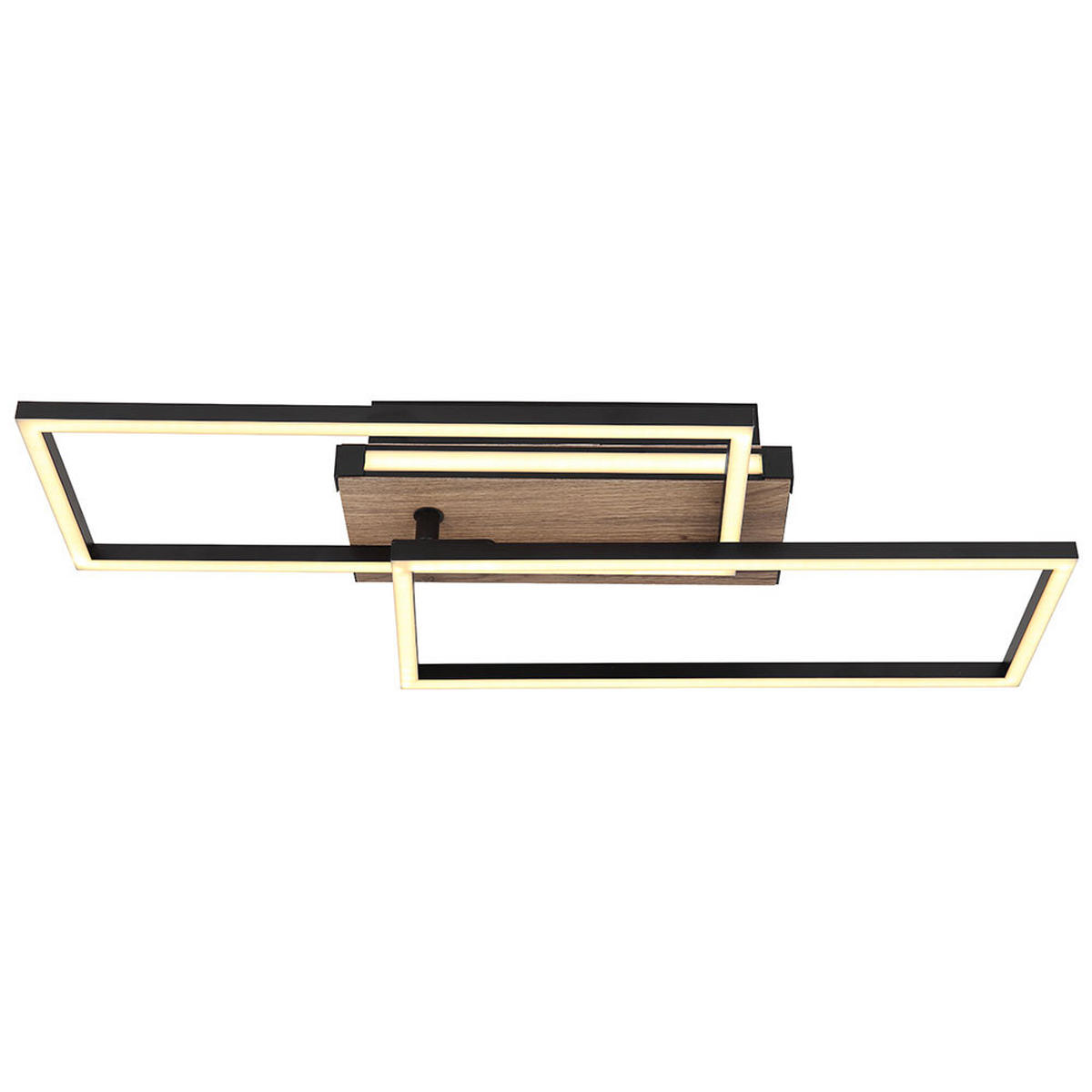 LED DECKENLEUCHTE Holzoptik Braun - Schwarz, Metall (60/25/10cm) - Globo Lighting