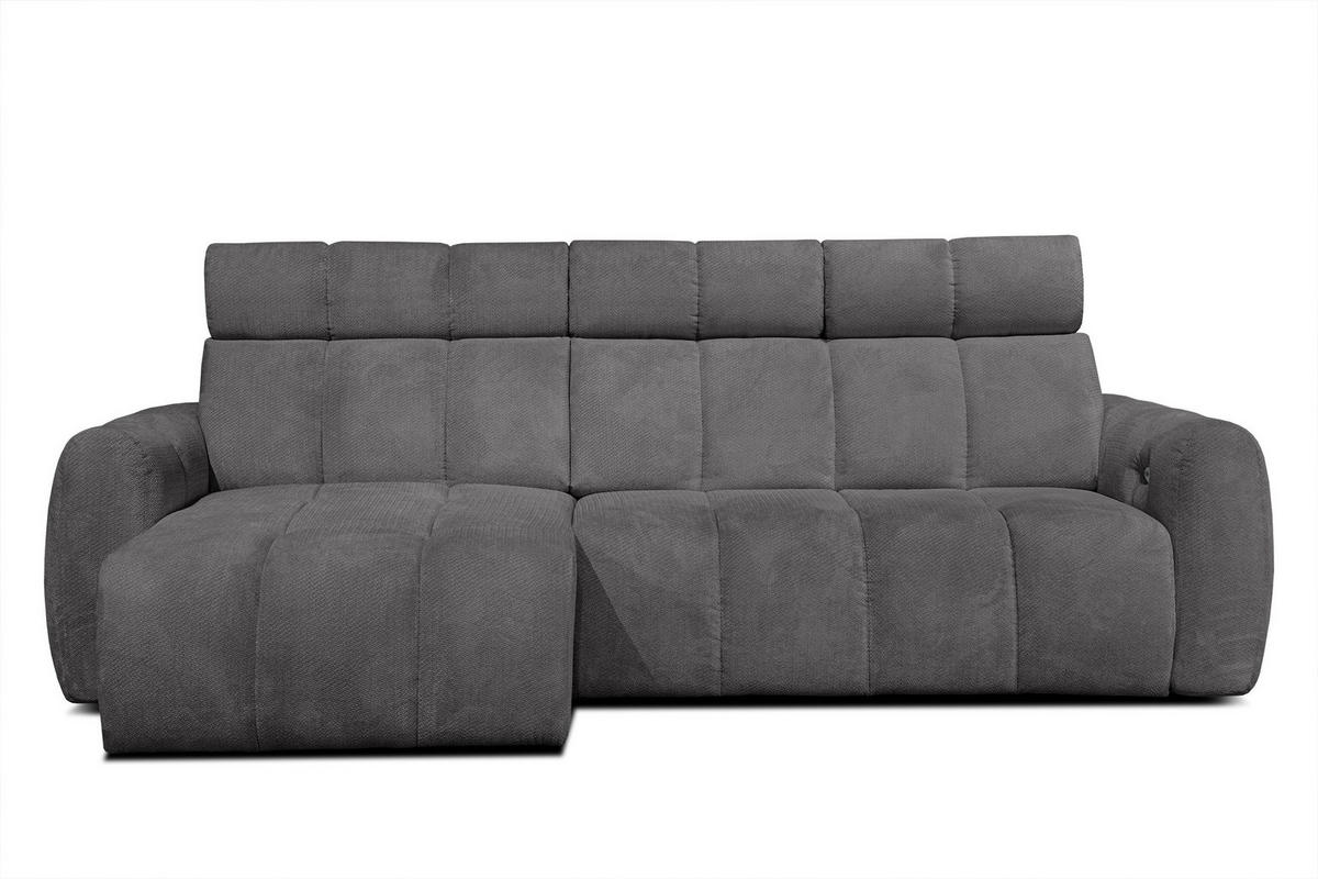 ECKSOFA KIMI 3-Sitzer, ausziehbarer Sitz, verstellbare Kopfstützen, dunkelgrau - Anthrazit/Schwarz, Holzwerkstoff/Textil (270/160cm) - Courtois Laville