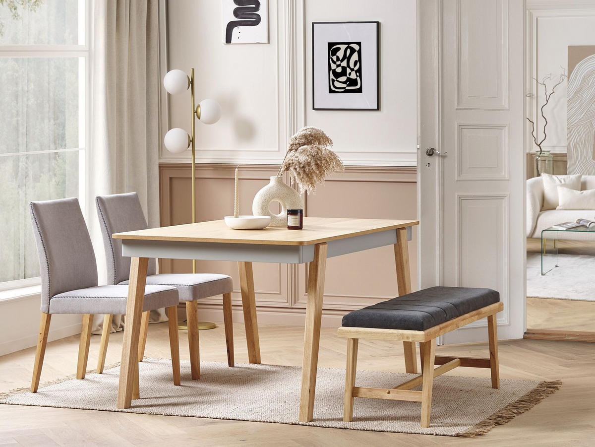 ESSZIMMERSTUHL 2er-Set Polsterbezug Grau Phola - Grau, Holz/Textil (46/87/55cm) - Beliani
