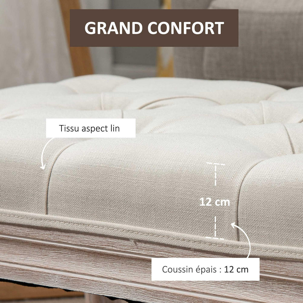 SITZBANK Beige 80/40/43 cm - Beige, Holz/Textil (40/43/80cm) - PANGIVO