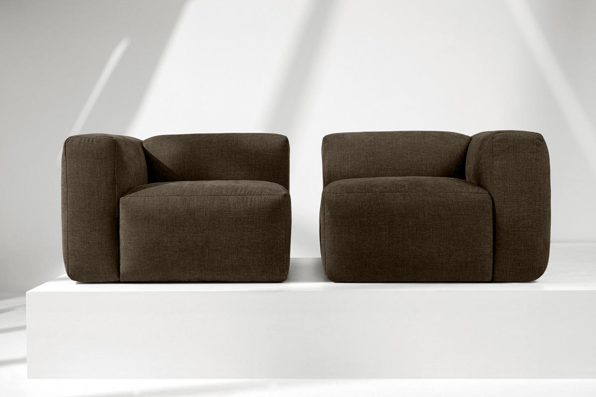 2-SITZER-MODULSOFA BUFFO mit extrem weicher und bequemer Sitzfläche, Gewebestoff, braun - Braun, Textil (210/73/96cm) - KONSIMO®