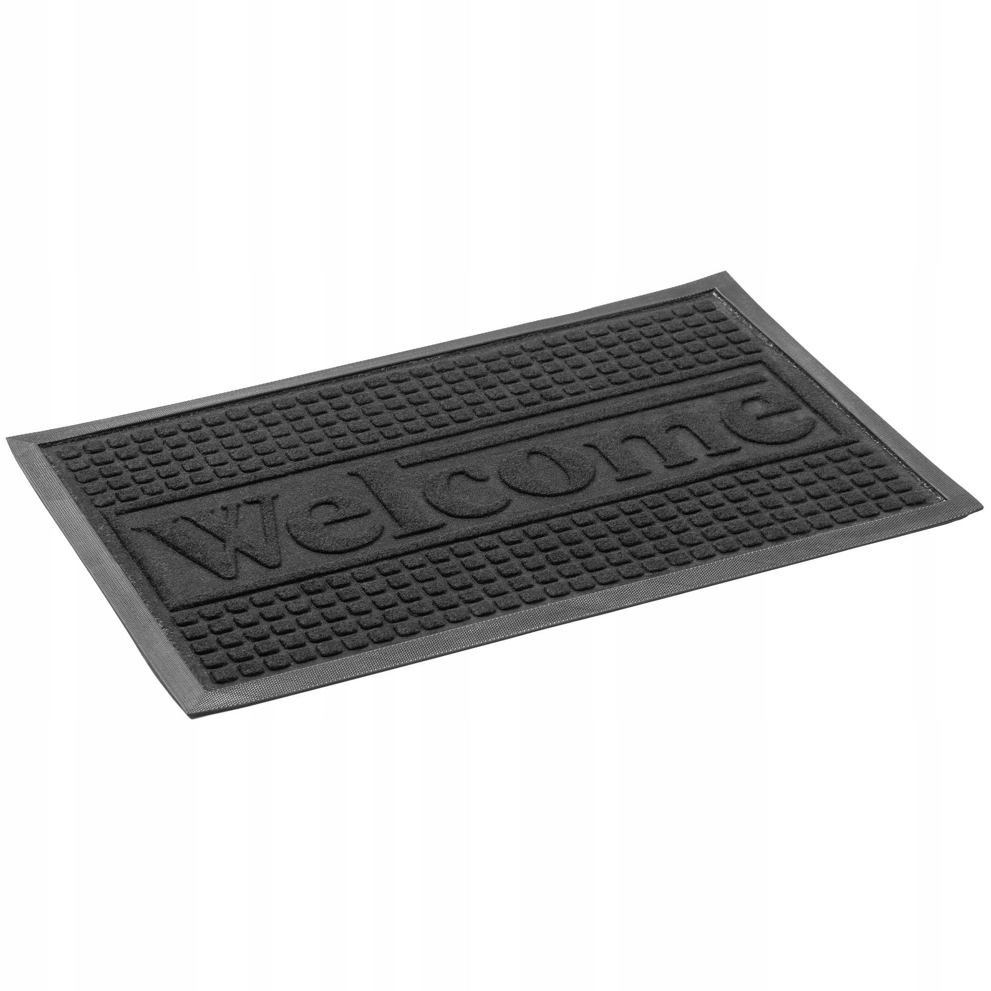 FUSSMATTE „Welcome“, 60 x 40 cm, Graphit - Schwarz, Kunststoff (60/40cm) - KADAX