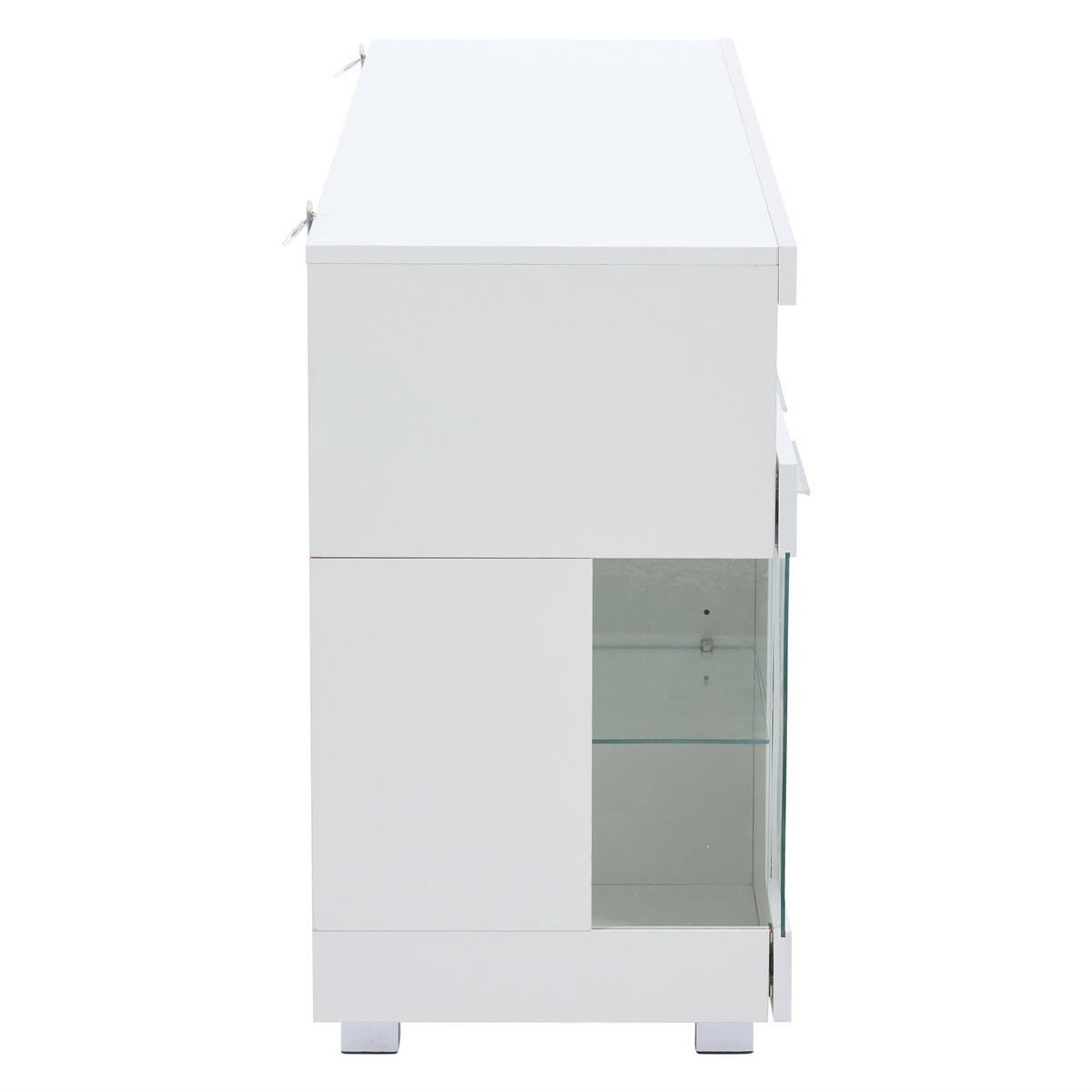 SIDEBOARD 140/40/70 cm in Weiß mit LED-Beleuchtung und Glasfächern - Transparent/Weiß, Glas/Holzwerkstoff (140/70/40cm) - CHICFURN