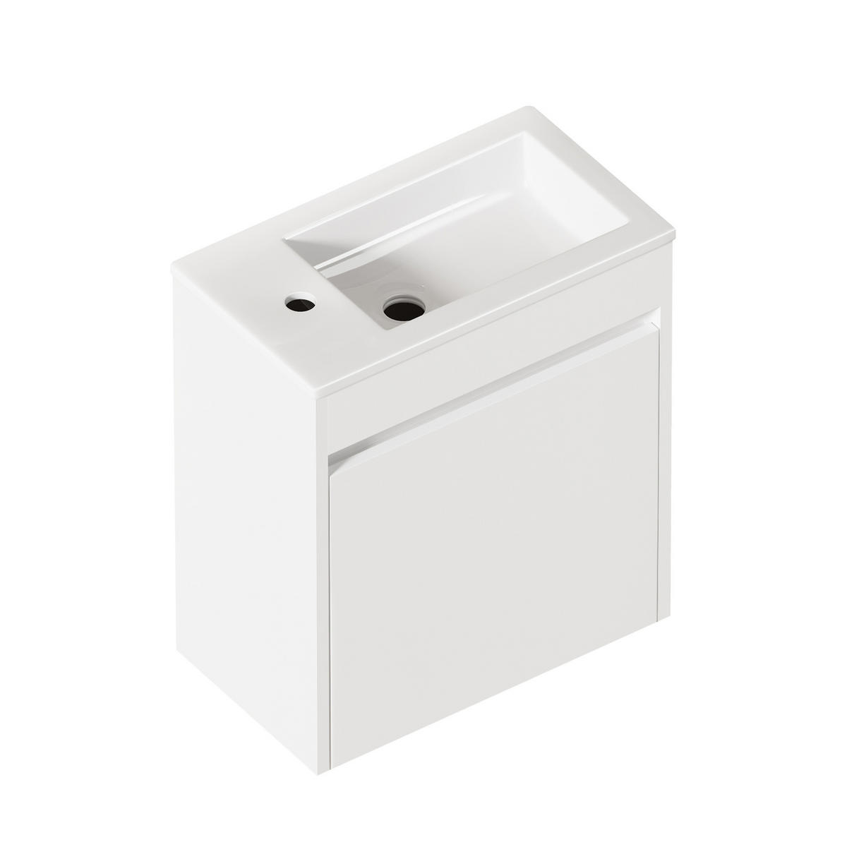 BADEZIMMERSCHRANK in Weiß aus Keramik und MDF 46x26x52 cm, platzsparend, mit Soft-Close-Tür und reichlich Stauraum - Weiß, Keramik (26/52/46cm) - Modfu