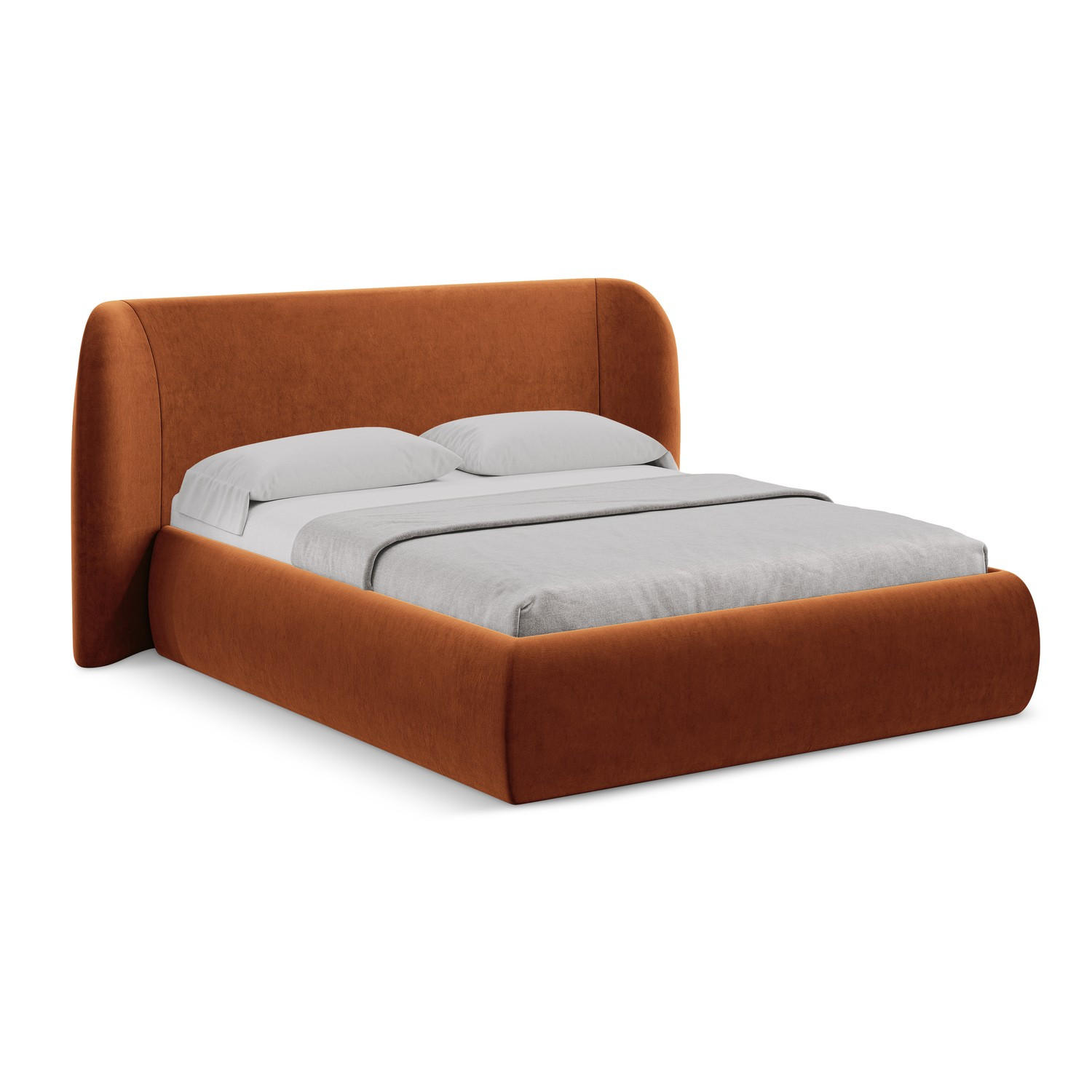 POLSTERBETT mit Bettkasten und Lattenrost 210x215 Orange - Terracotta/Schwarz, Kunststoff/Textil (160/200cm) - LaMiaSofa