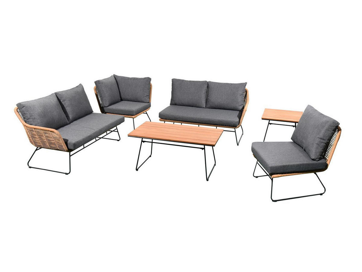 GARTEN-ECKLOUNGE Montreux Grau Polyrattan für 6 Personen - Grau, Kunststoff - bellavista - Home & Garden