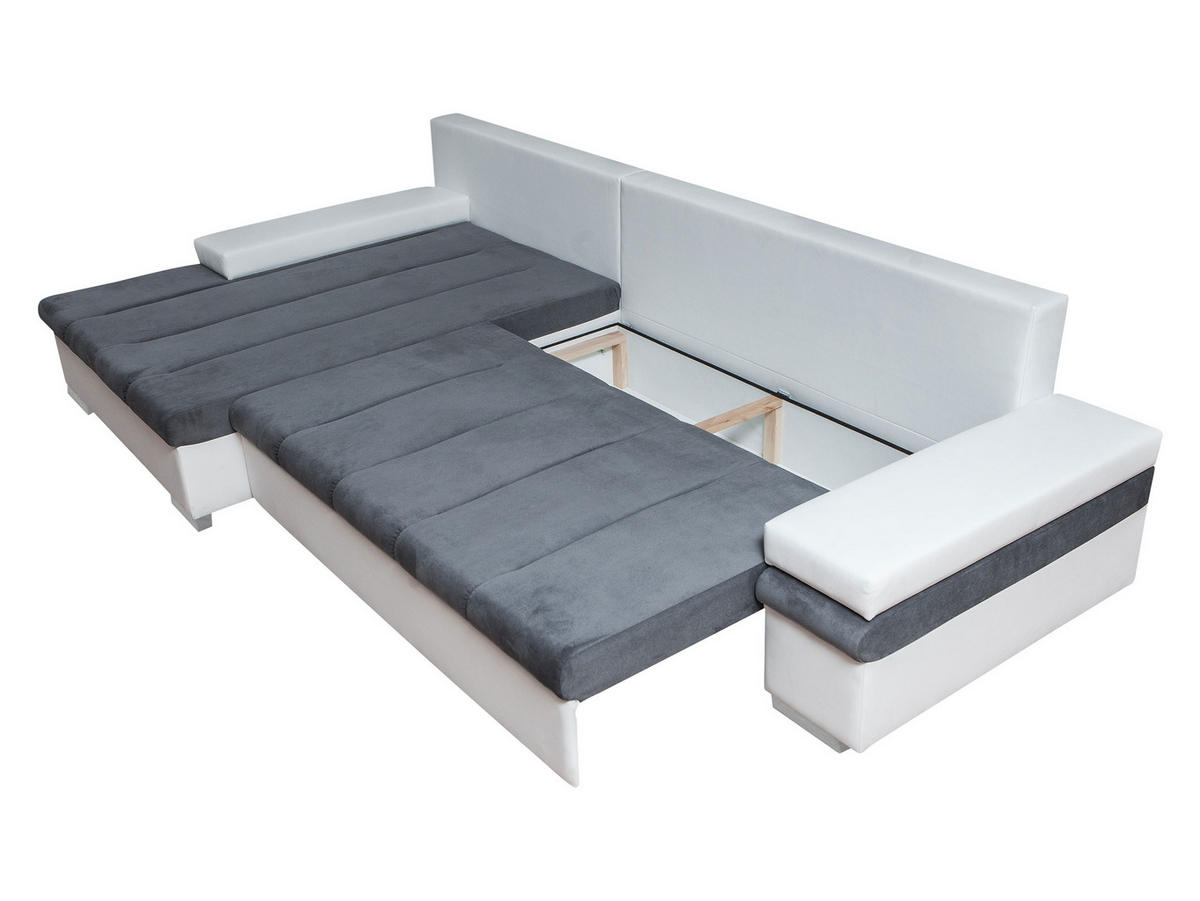 ECKSOFA Bangkok, Seite: Links - Silberfarben/Orange, Holz/Textil (310/175cm) - MIRJAN24