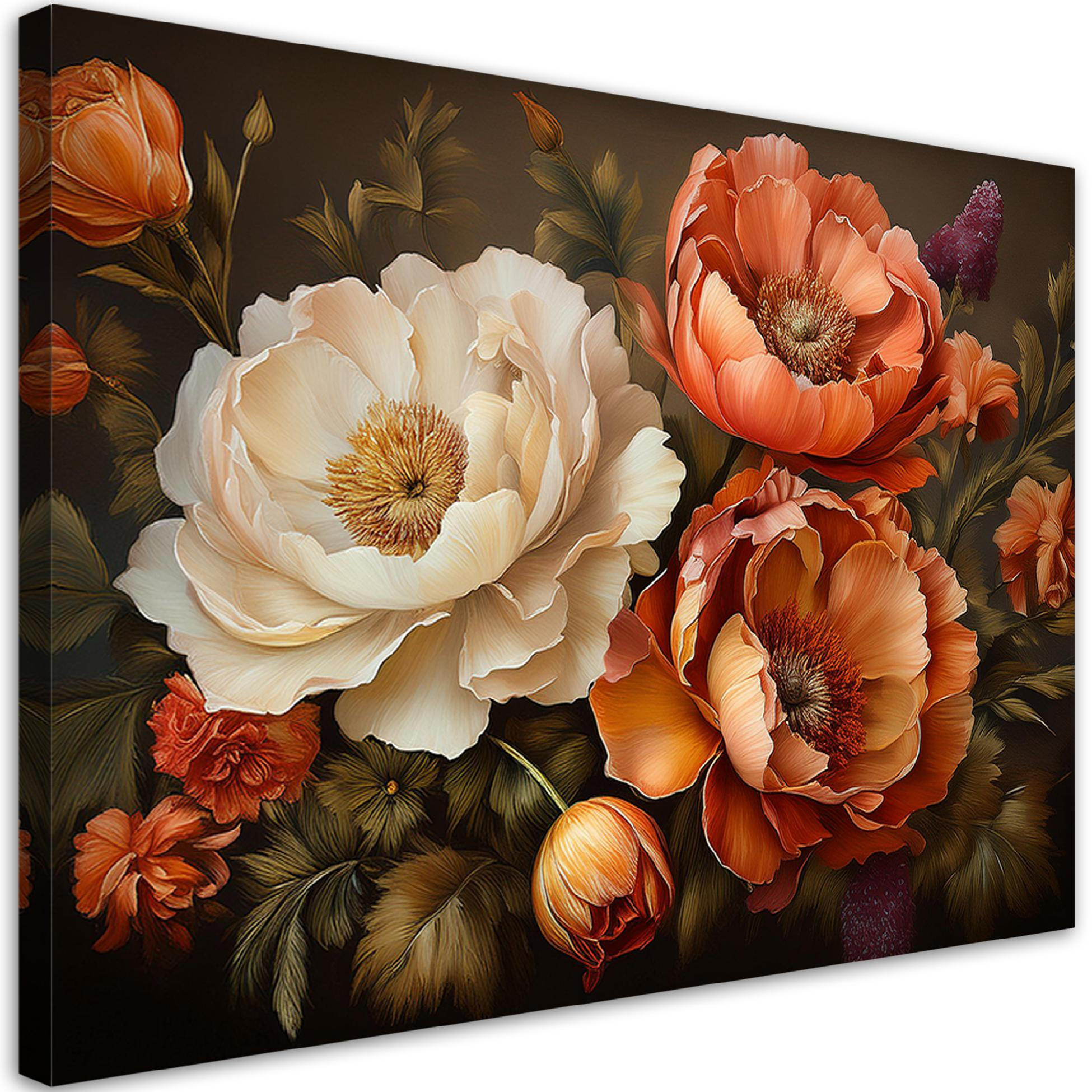 WANDBILD natur botanicals blattwerk blumen - Orange, Textil (60/40cm) - Feeby