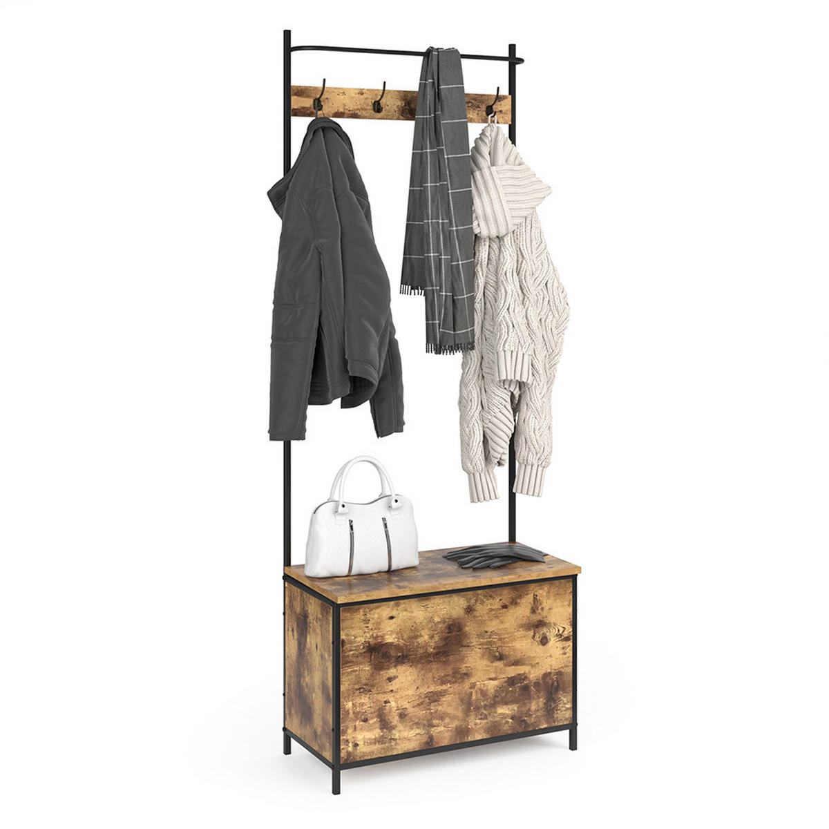 GARDEROBE Fyrk Eiche rustikal 65 x 175 cm - Wildeiche/Schwarz, Holzwerkstoff (65/175/30cm) - Vicco
