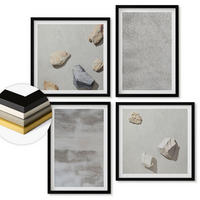 WANDBILDER 4er-Set - 50x50 cm & 40x60 cm Schwarzer Rahmen - Moderne minimalistische Texturen - Schwarz, Kunststoff (50/50cm) - ArtPrintCave