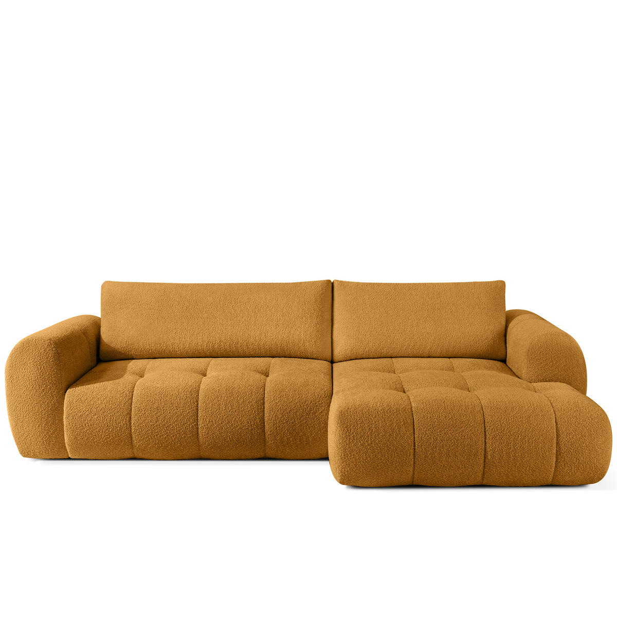 ECKSOFA MIT HOCKER LIRA, Honigfarben, Bouclé - Honig, Holz/Holzwerkstoff (96/50cm) - KONSIMO®