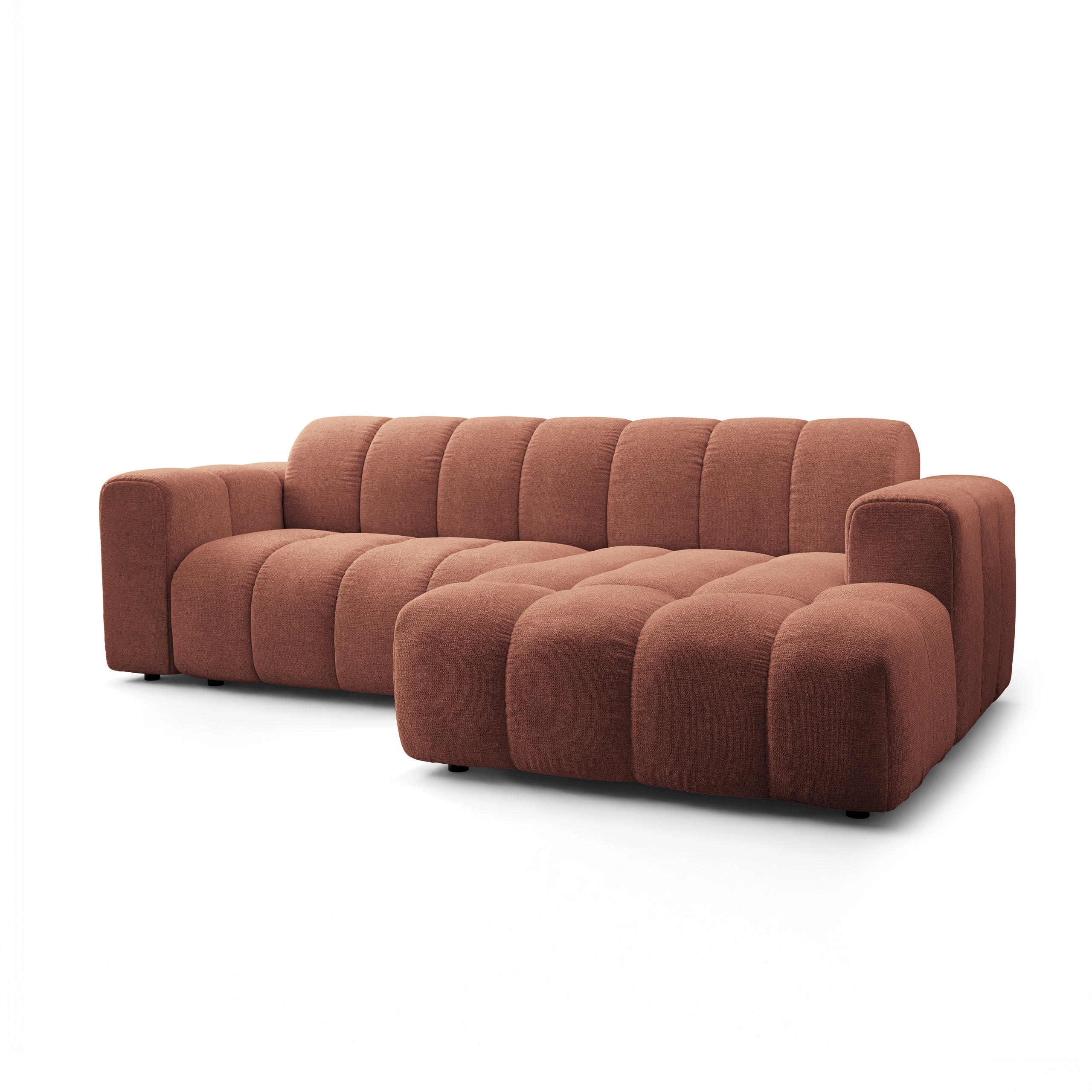 ECKSOFA TISI Orange Strukturstoff - Orange, Holz (274/165cm) - MASSENO