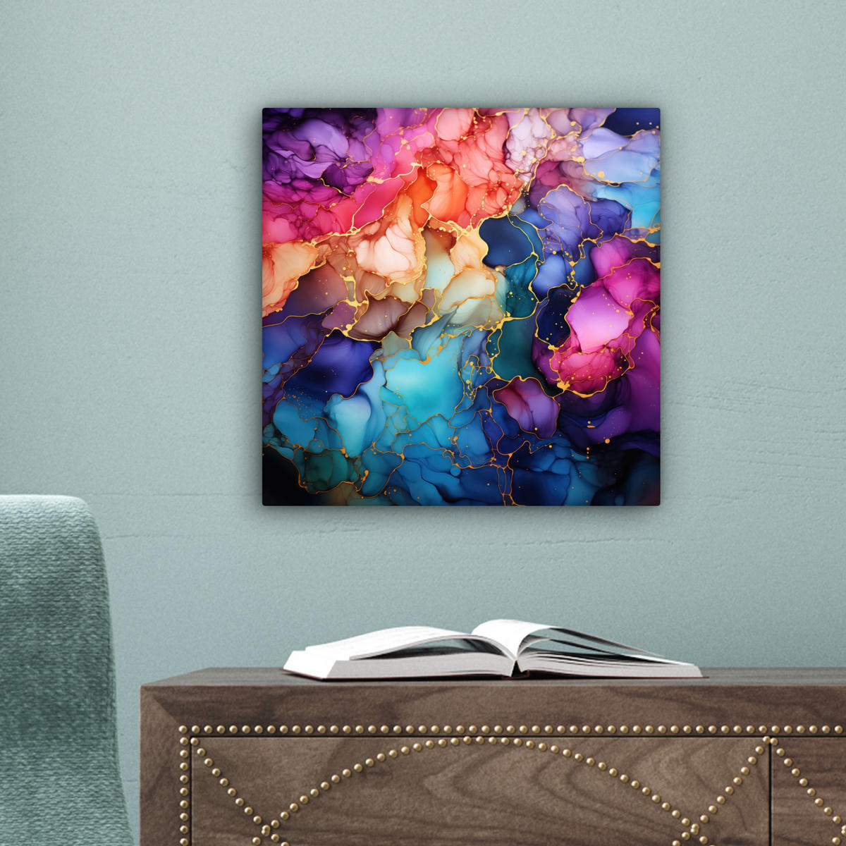 LEINWANDBILD Marmor - Bunt - Abstrakt 20x20 cm - Multicolor, Textil (20/20cm) - MuchoWow