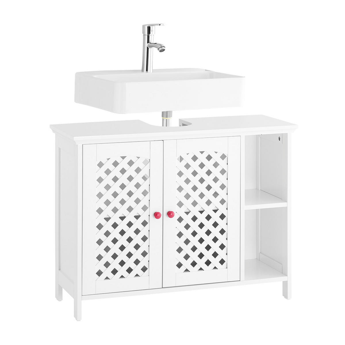 WASCHBECKENUNTERSCHRANK Weiß 80x31,5x60,5cm - Weiß, Holzwerkstoff (80/31.5/61.5cm) - SoBuy
