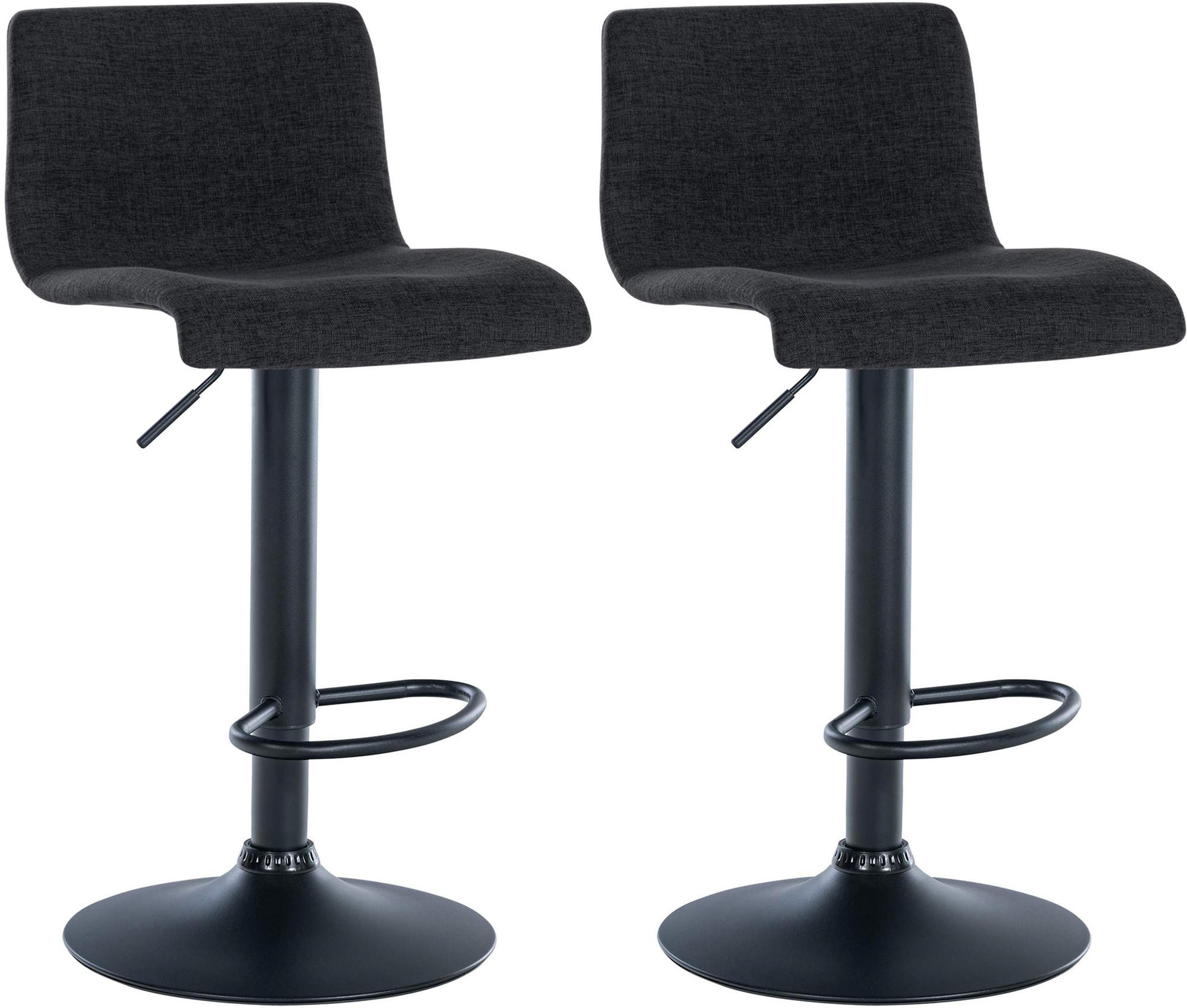 BARHOCKER 2er Set Stoff schwarz - Schwarz, Textil/Metall (39/84/36cm) - CLP