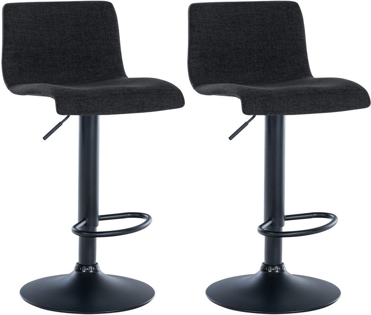 BARHOCKER 2er Set Stoff schwarz - Schwarz, Textil/Metall (39/84/36cm) - CLP