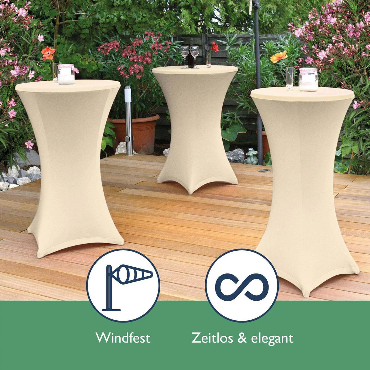 STEHTISCHHUSSE Stella Ø 80cm Creme (2tlg) - Creme, Textil (800/120cm) - Beautissu 