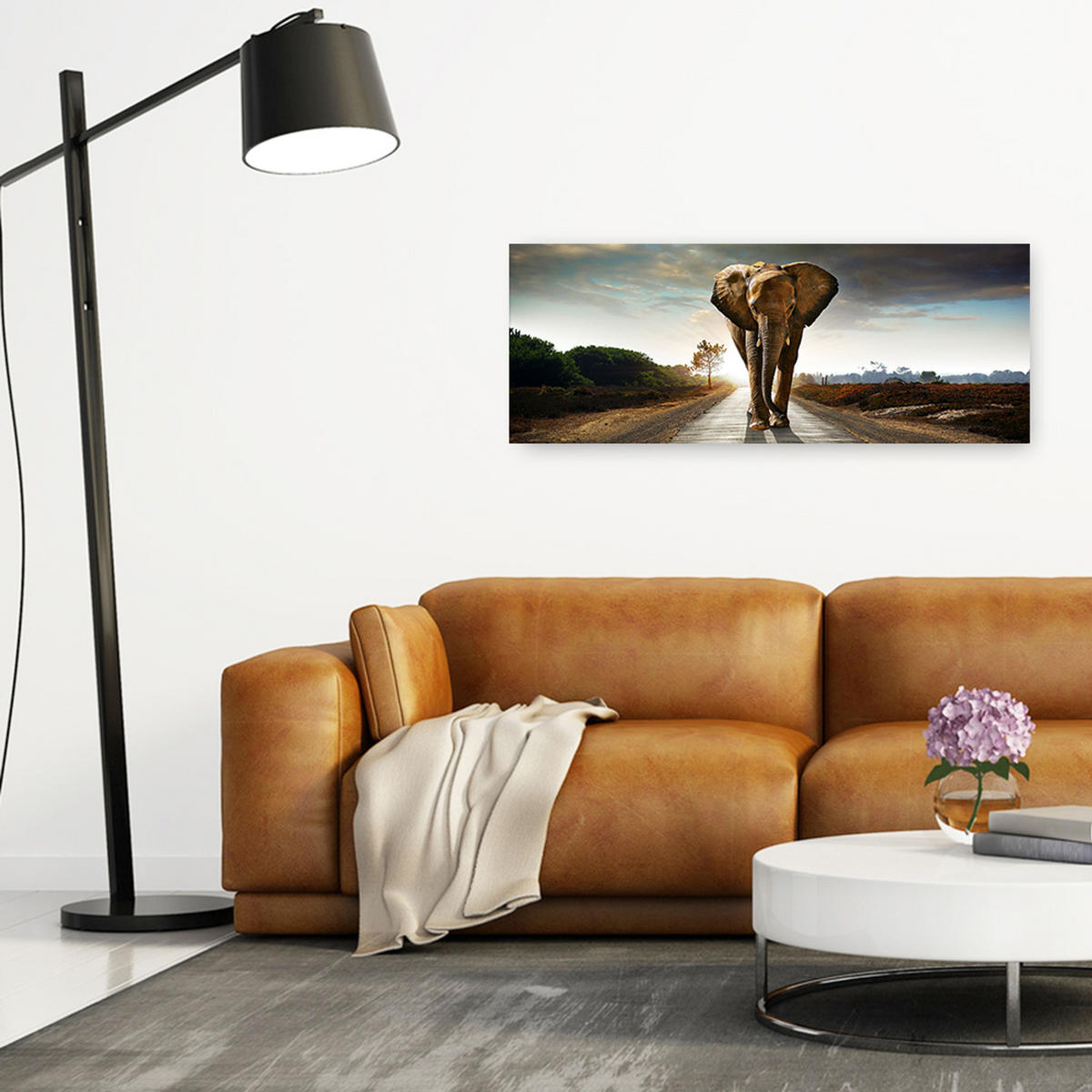 GLASBILD 80x30 cm Elefant - Gelb, Glas (80/30cm) - artissimo