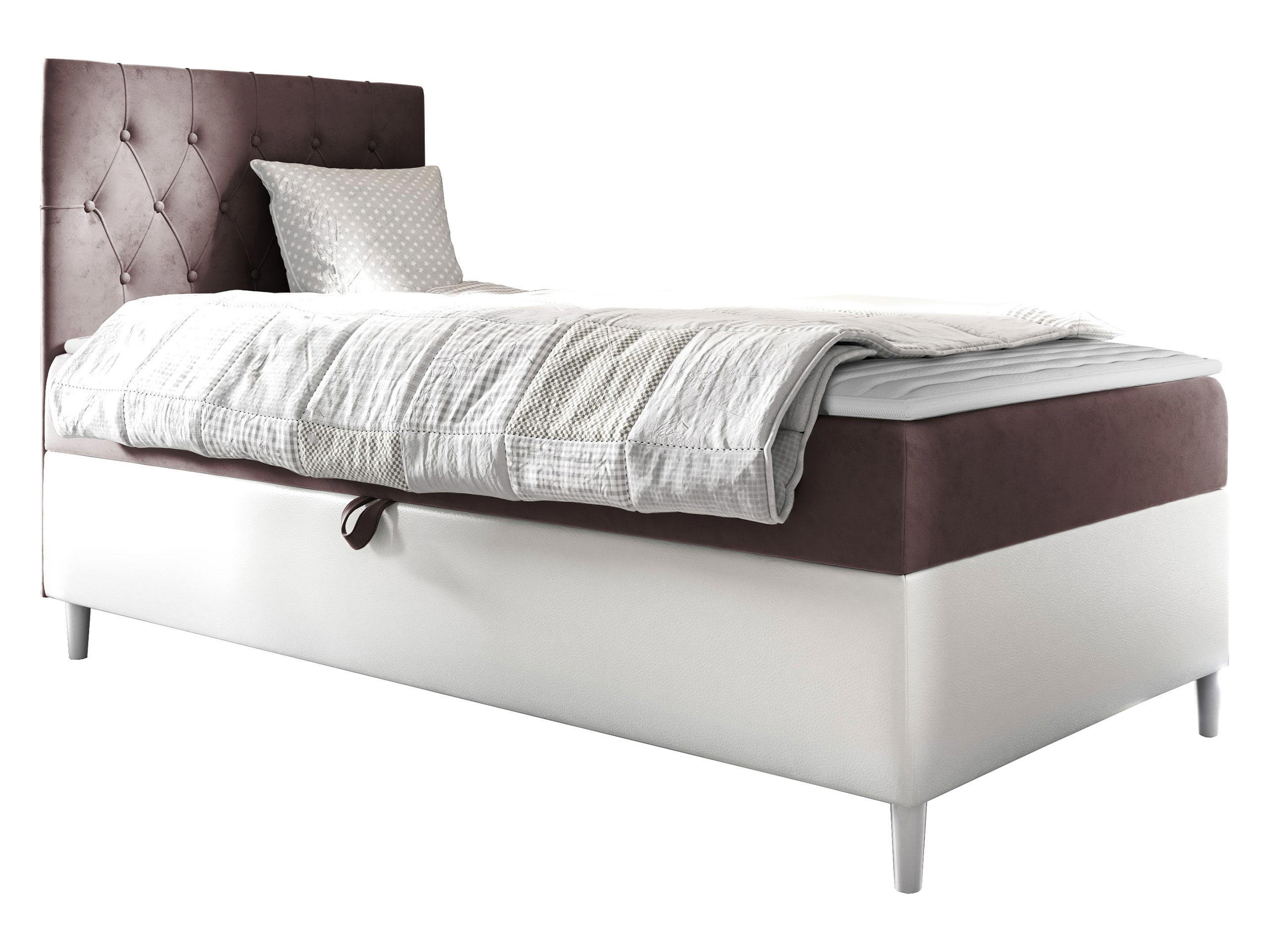 BOXBETT Filip Junior 1, Seite zum Öffnen des Bettkastens: Links - Weiß/Rosa, Holz (100/200cm) - MIRJAN24