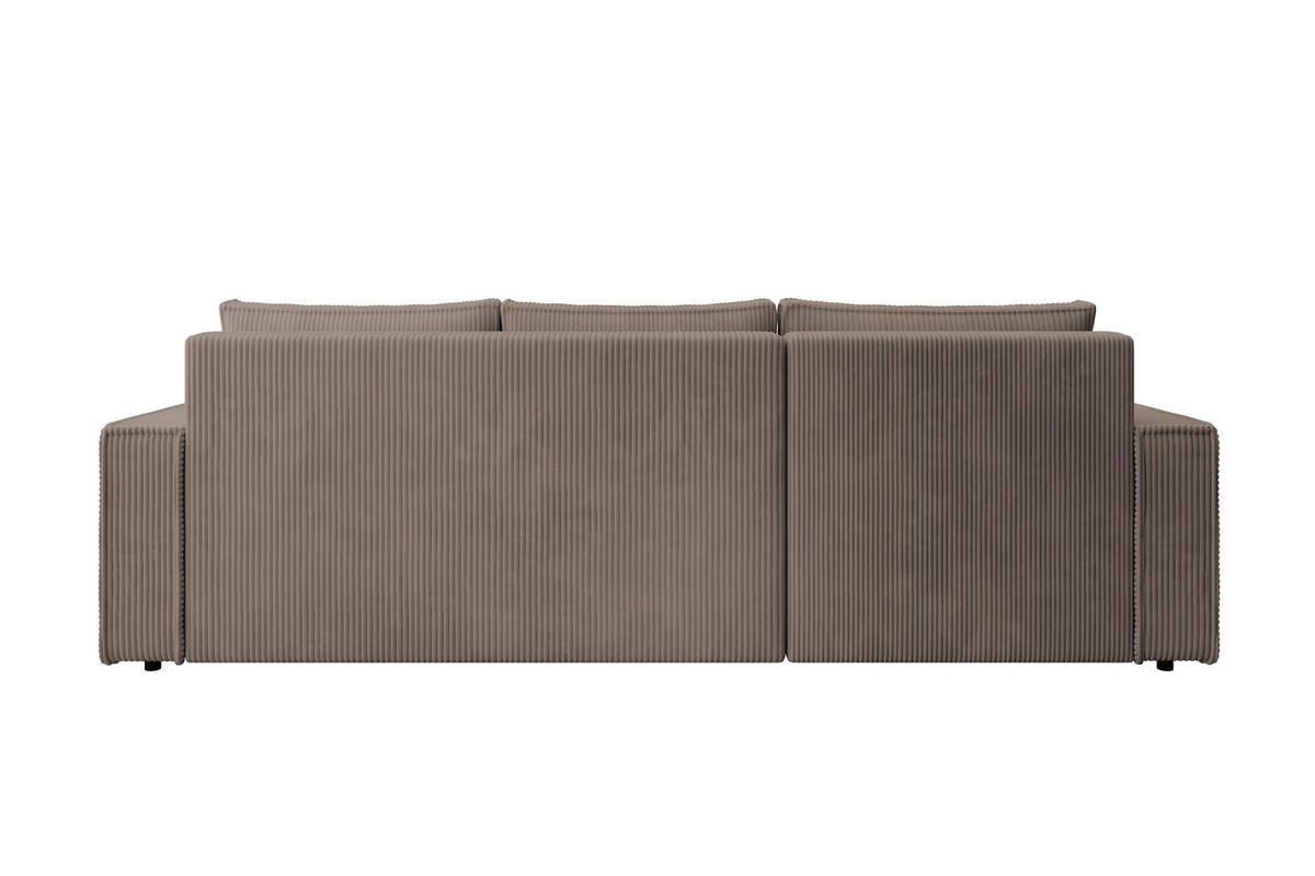 ECKSOFA CUDDY L, Eckcouch in L-Form mit Schlaffunktion und Bettkasten, Farbe: Braun, Cordstoff, Ottomane Links - Braun, Textil (240/140cm) - Storez24