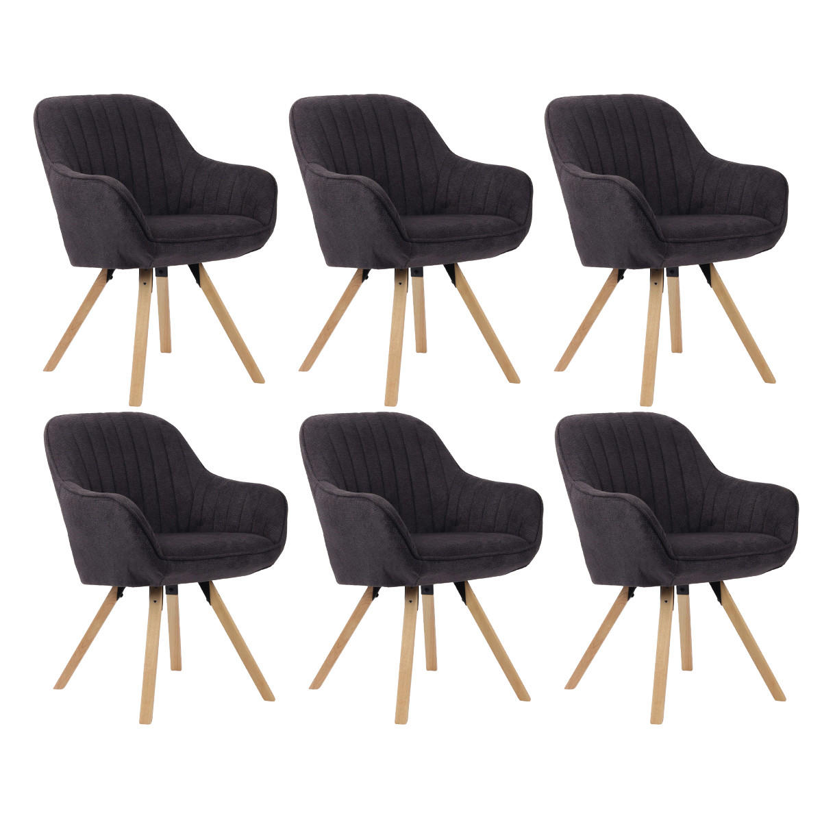 ESSZIMMERSTÜHLE Matera 6er-Set - Dunkelgrau/Naturfarben, Naturmaterialien/Textil (59/89/61cm) - Mr. Deko