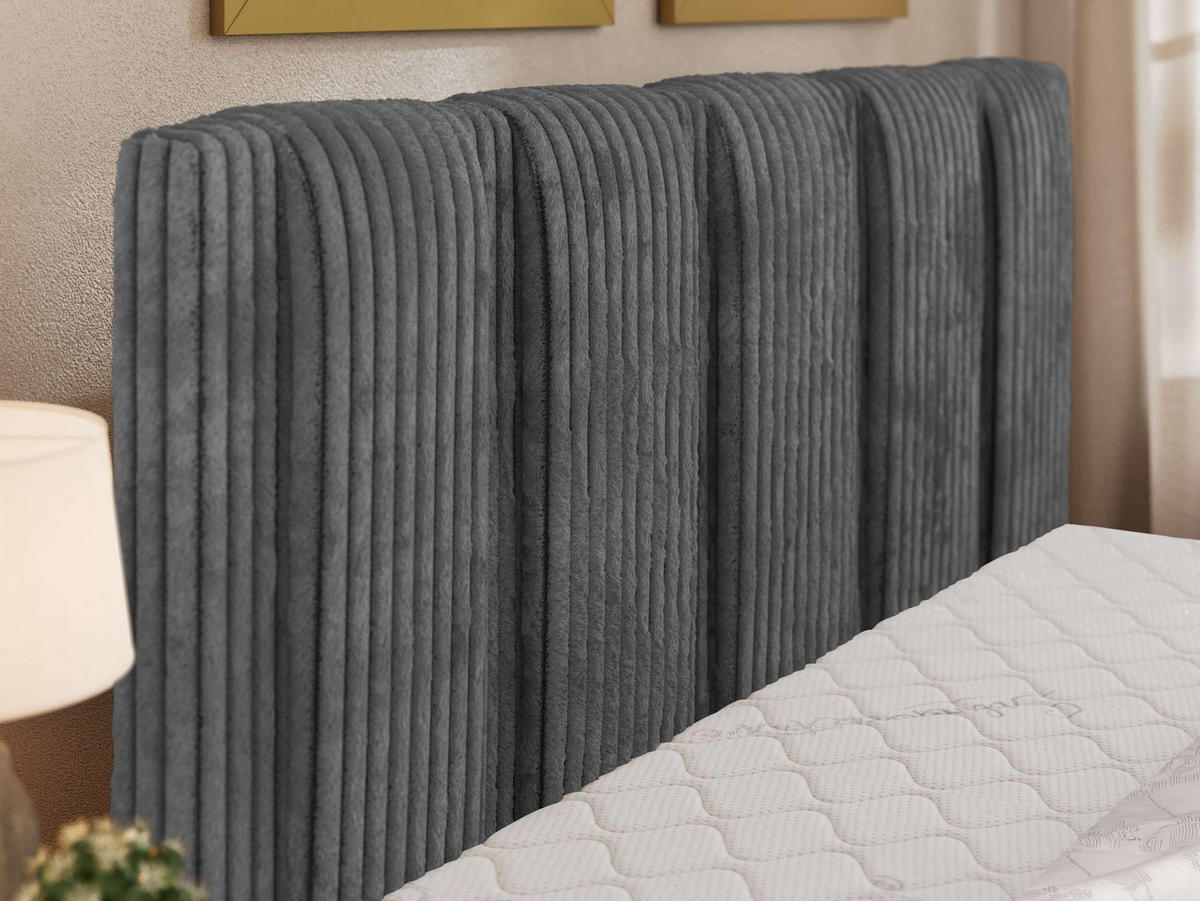 ČALOUNĚNÁ POSTEL SAVINO CLASSIC 180/200 - Šedá Manšestr - s pěnovou matrací - šedá/černá, textil/plast (180/200cm) - MKS