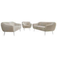 SEDACÍ SOUPRAVA 3+3+1 PIRS - Béžová Manšestr - Bílé nohy - bílá/krémová, kompozitní dřevo/textil (180/75/74cm) - MKS