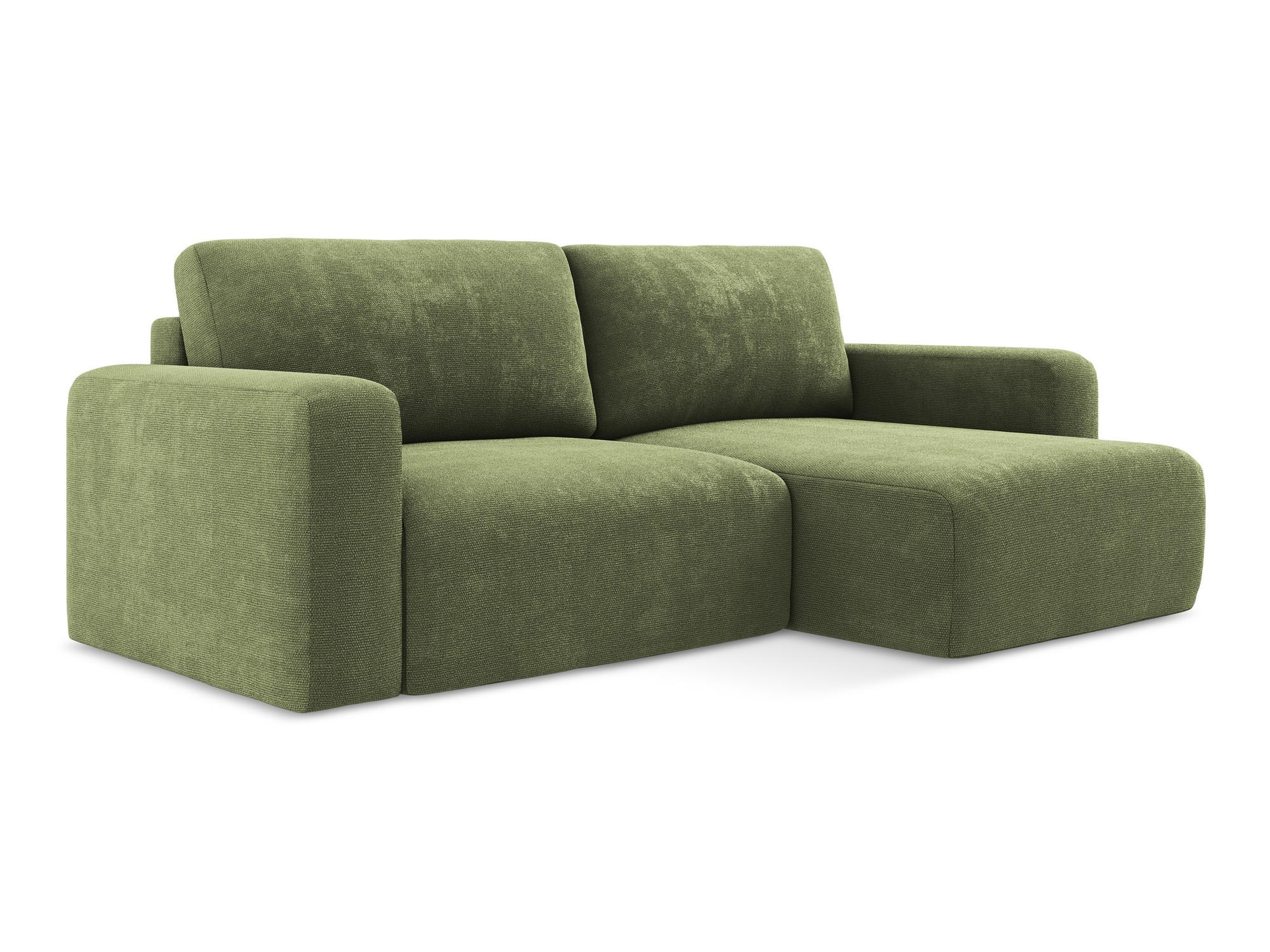 ECKSOFA mit Schlaffunktion rechts Chenille Stoff Grün - Schwarz/Grau, Kunststoff/Textil (244/149cm) - Makamii