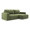 ECKSOFA mit Schlaffunktion rechts Chenille Stoff Grün - Schwarz/Grau, Kunststoff/Textil (244/149cm) - Makamii