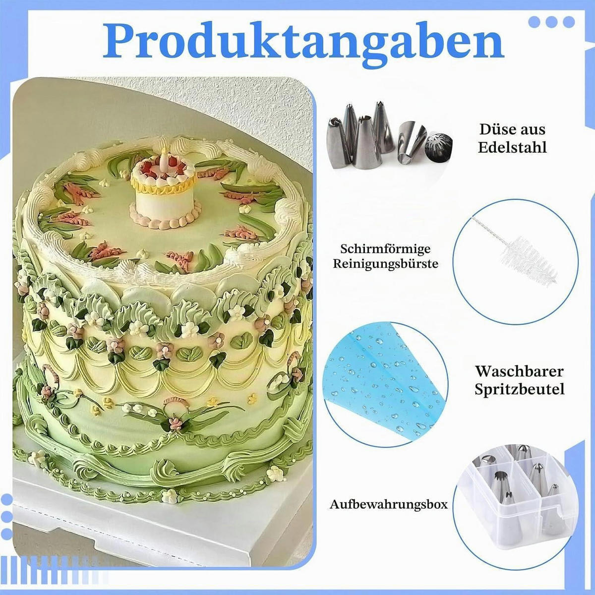SPRITZBEUTEL Set 36-teilig mit Edelstahl-Tüllen und Zubehör - Silberfarben, Metall (1.8/3/3cm)