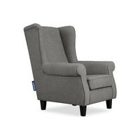 OHRENSESSEL MILES Massivholzbeine, grau/schwarz - Schwarz/Grau, Holzwerkstoff/Buchenholz (82/105/97cm) - KONSIMO®