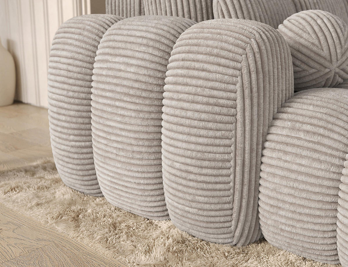 ECKSOFA COVELION L-Form – Schlaffunktion, Bettkasten, Wellenfederung, HR-Kaltschaum, inkl. Kissen, moderner Wohnkomfort - Champagner, Kunststoff (260/167cm) - Wohnideebilder