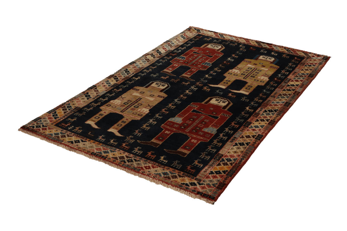 ORIENTTEPPICH handgeknüpft Gashgai Blau 162/110 cm Schurwolle - Blau, Textil (110/162cm) - Looma