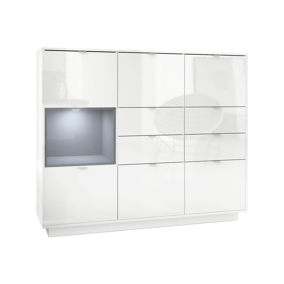 HIGHBOARD Metro Einsatz in Grau Hochglanz - Grau, Holzwerkstoff (153/123/38cm) - Vladon