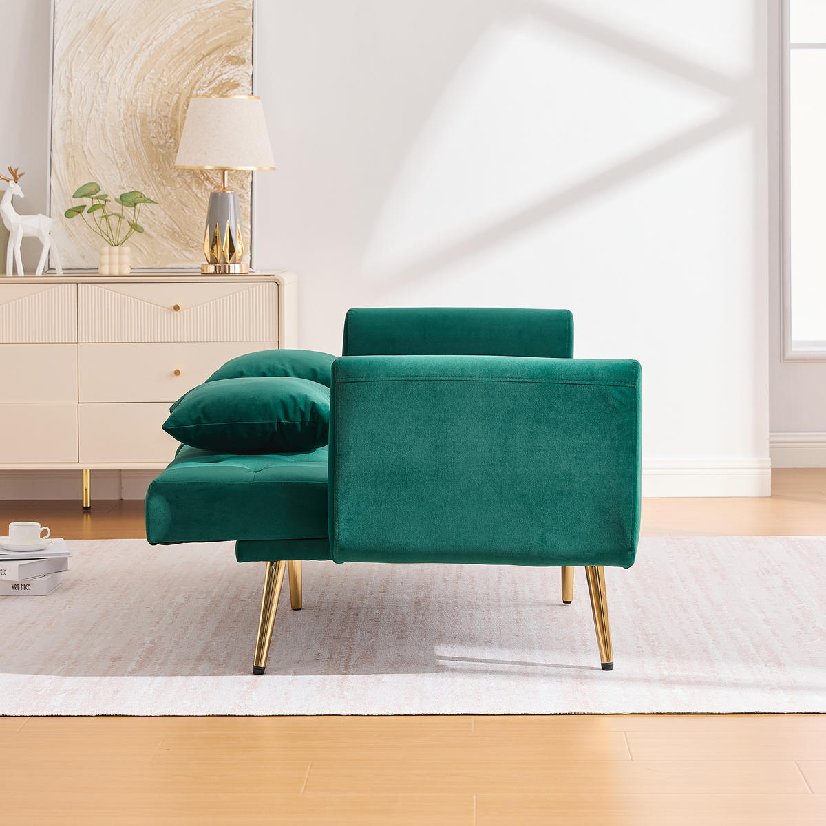 SOFA 2-Sitzer 165/72,5/75 cm Smaragd - Smaragdgrün, Textil (72.5/75/165cm)