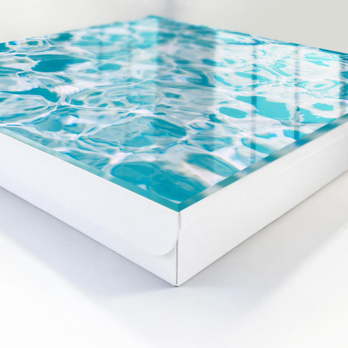 SCHLÜSSELBOX Weiß 30x30 cm – Türöffnung nach rechts - Wasserwirbel - Blau, Metall (30/30/5cm) - TULUP