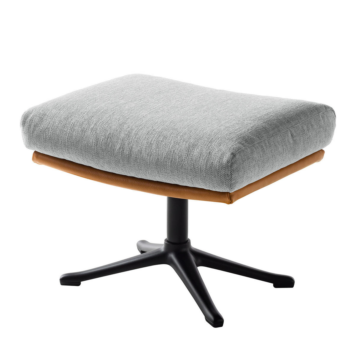 HOCKER mit Kreuzfuß - Cognac/Hellgrau, Textil (54/41/41cm) - home24