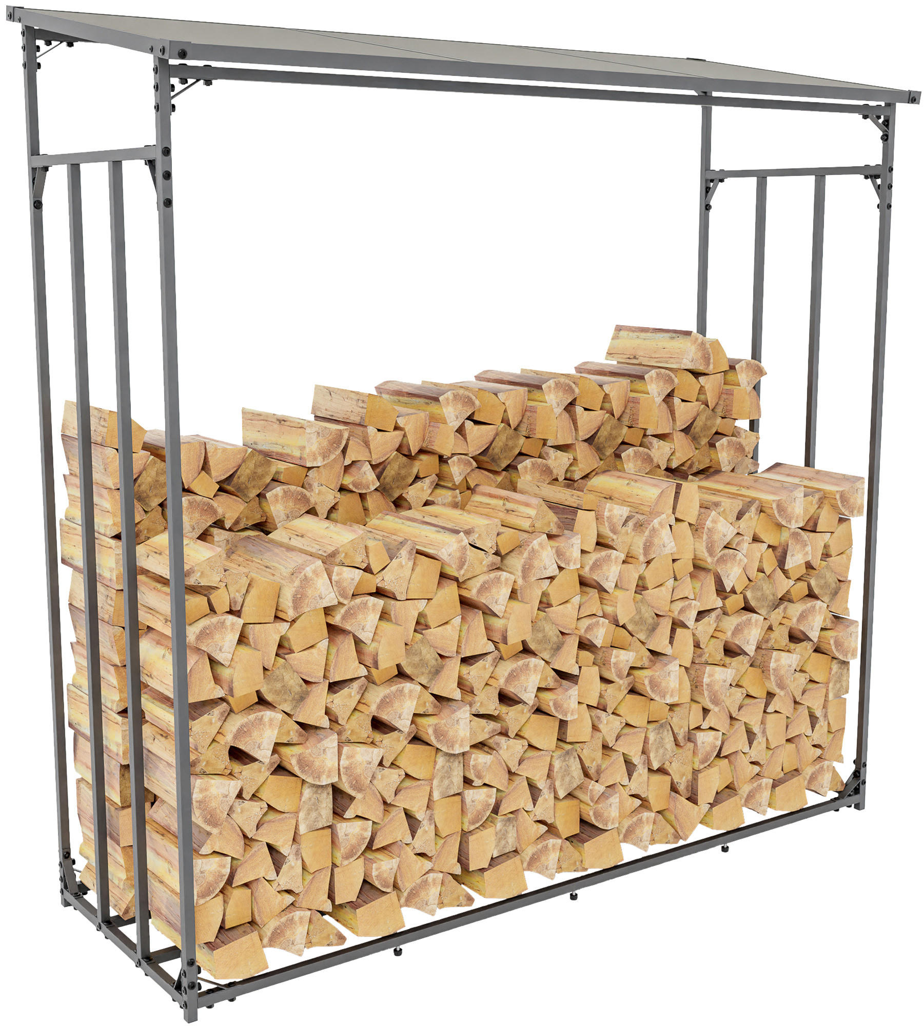 KAMINHOLZREGAL 185/70/185 cm Metall anthrazit - Anthrazit/Schwarz, Metall (185/185/70cm) - CLP