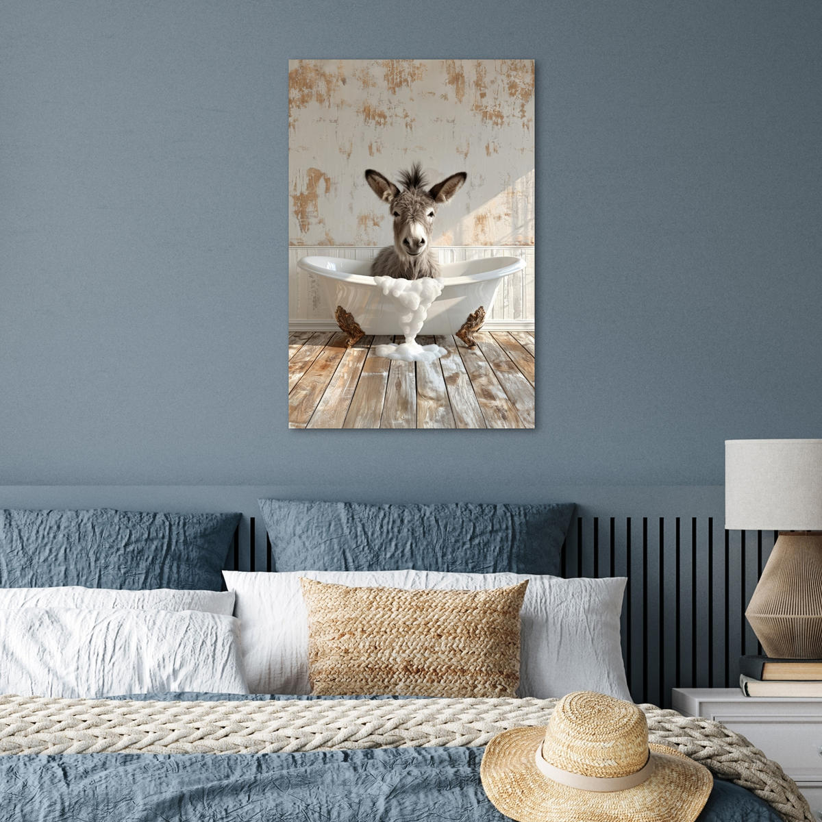 POSTER Esel - Tiere - Badewanne - Schaumstoff 40x60 cm - Weiß, Papier (40/60/0.1cm) - MuchoWow