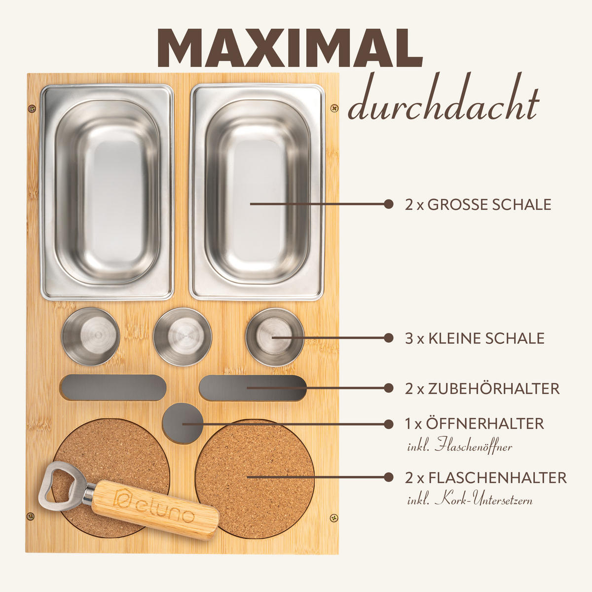 COUCHBAR 40141 - Weiß, Naturmaterialen (26/8/40cm) - eluno