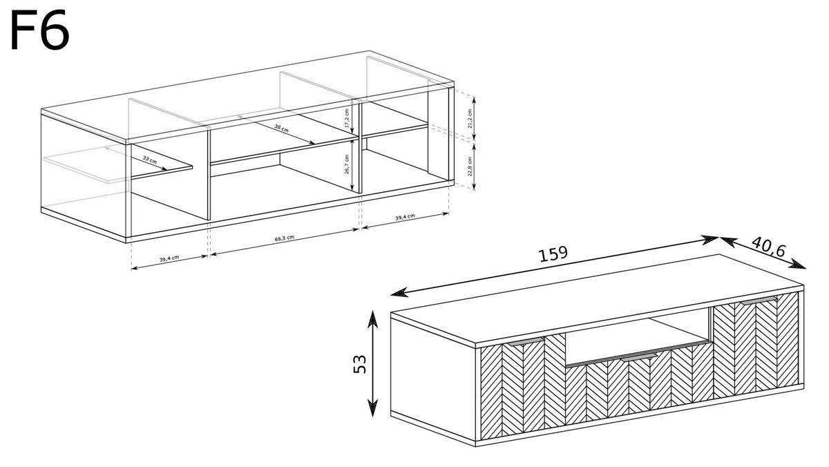 TV-LOWBOARD Fonti F-6 Karamell-Eiche - Eichefarben, Holzwerkstoff (159/53/40.6cm)