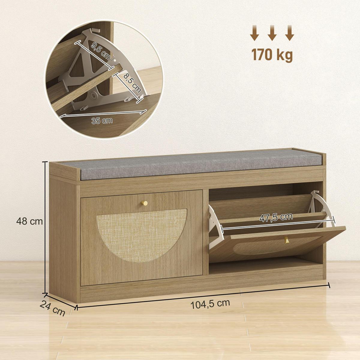 SCHUHBANK Beige 1 Stück - Beige, Kunststoff (24/48/104.5cm) - GiPP