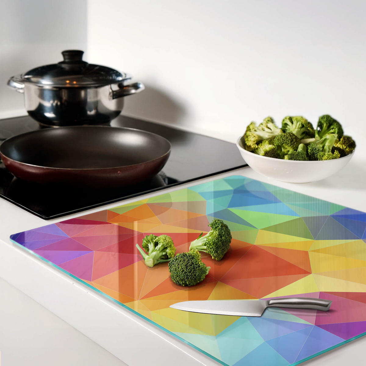 GLASPLATTE 60x52 cm Geometrische Figuren - Multicolor, Glas (60/0.4/52cm) - TULUP