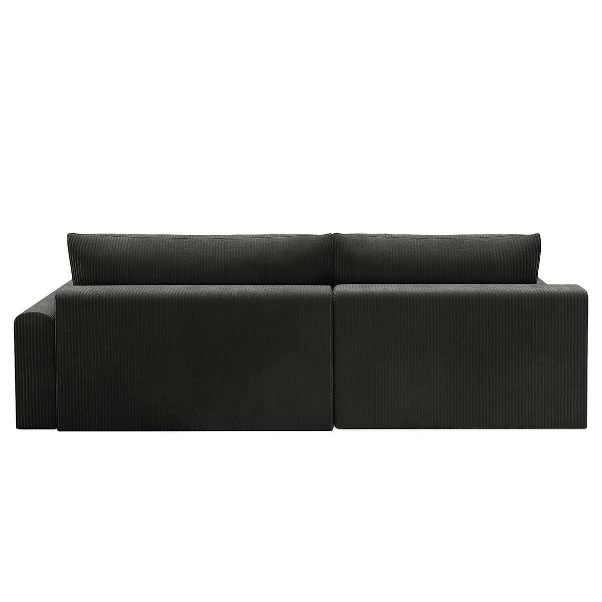 ECKSOFA mit Schlaffunktion - Longchair - Dunkelgrau/Schwarz, Kunststoff/Textil (253/167cm) - home24