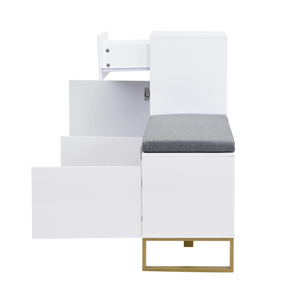 SCHUHSCHRANK 120/35/85 cm weiß aus MDF mit Sitzkissen und Schublade - Weiß, Holzwerkstoff (120/85/35cm) - OKWISH