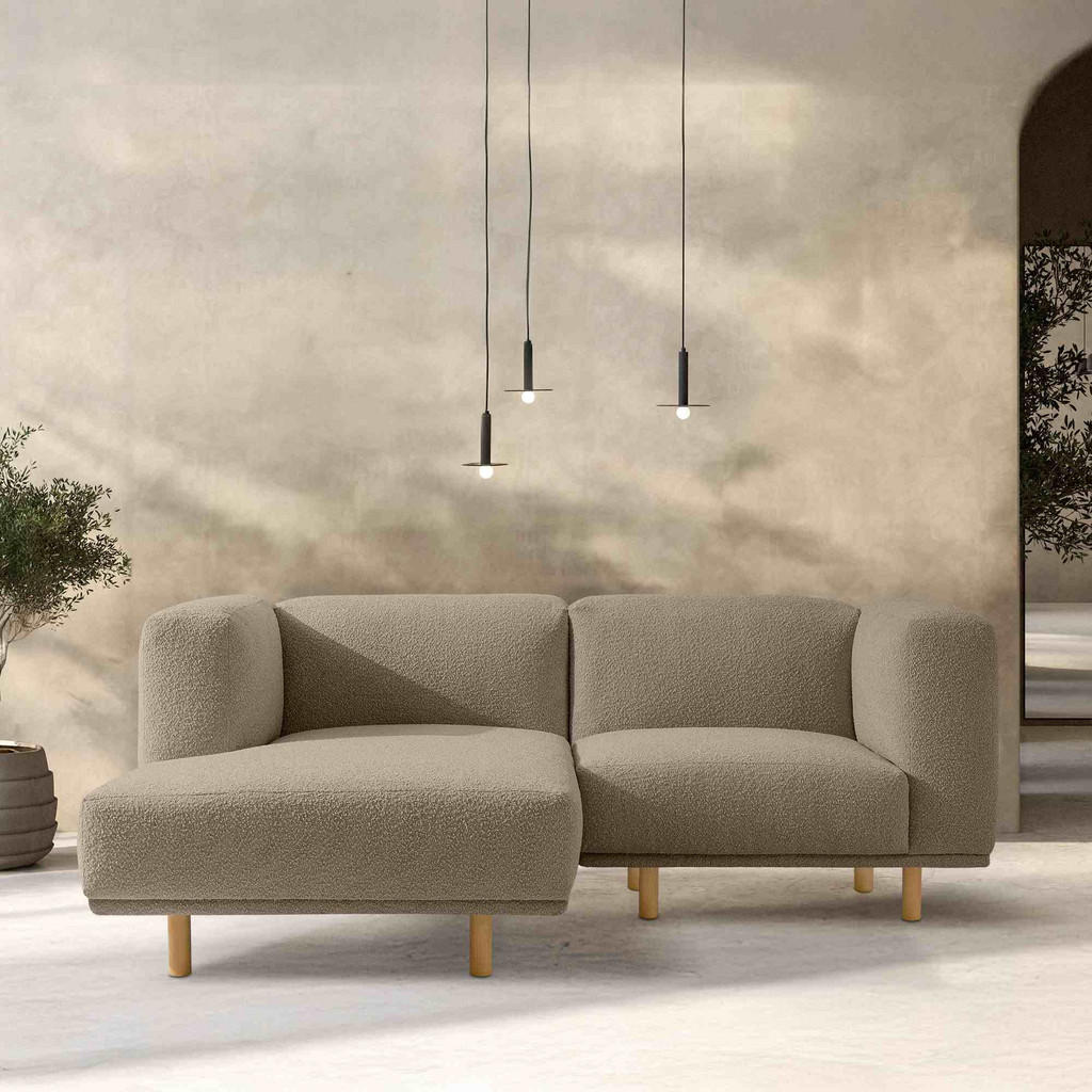 Thumbnail - Konsimo® Ecksofa-Links, Greige, Holz, Holzwerkstoff, Textil, L-Form, 204x155 cm, Wohnzimmer, Sofas & Couches, Wohnlandsc...