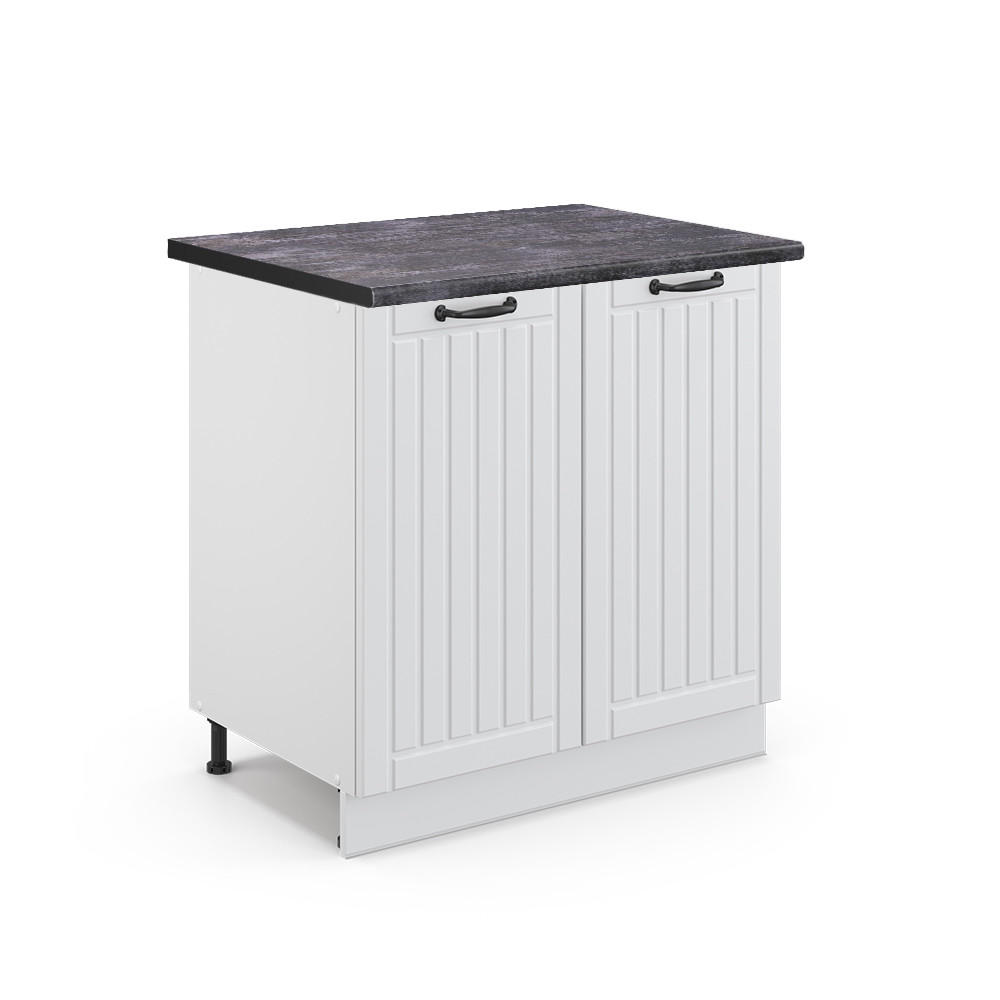 SPÜLENUNTERSCHRANK Fame-Line Weiß Landhaus 80 cm mit Regal AP Anthrazit - Creme/Weiß, Holzwerkstoff (80/82/60cm) - Vicco